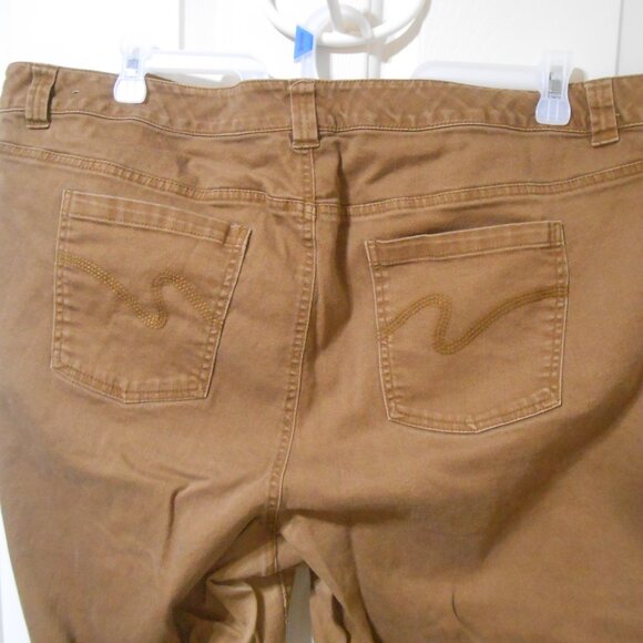 EXCELLENT WOMEN'S SZ 24W SLIMMER CLASSICS BY CATHERINES BROWN DENIM JEAN PANTS - Picture 7 of 9